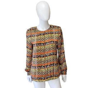 $5 SALE MUST GO Vintage Womens 80s Button Back Pleated Baroque Blouse Size 10